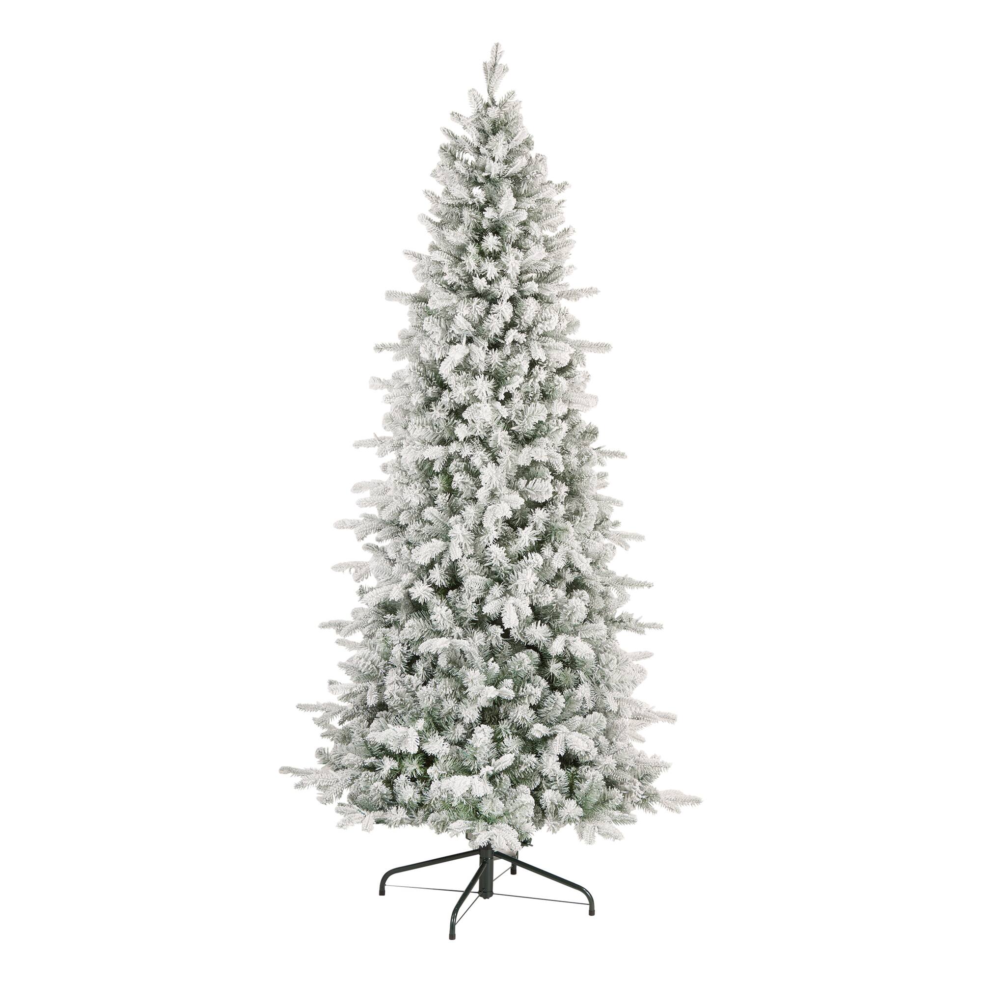 7.5ft. Pre-Lit Snowy Comet Slim Blue Artificial Christmas Tree, Cool White LED Lights